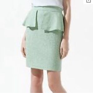 ZARA‎ Tweed Boucle Peplum Skirt Mint Green size L